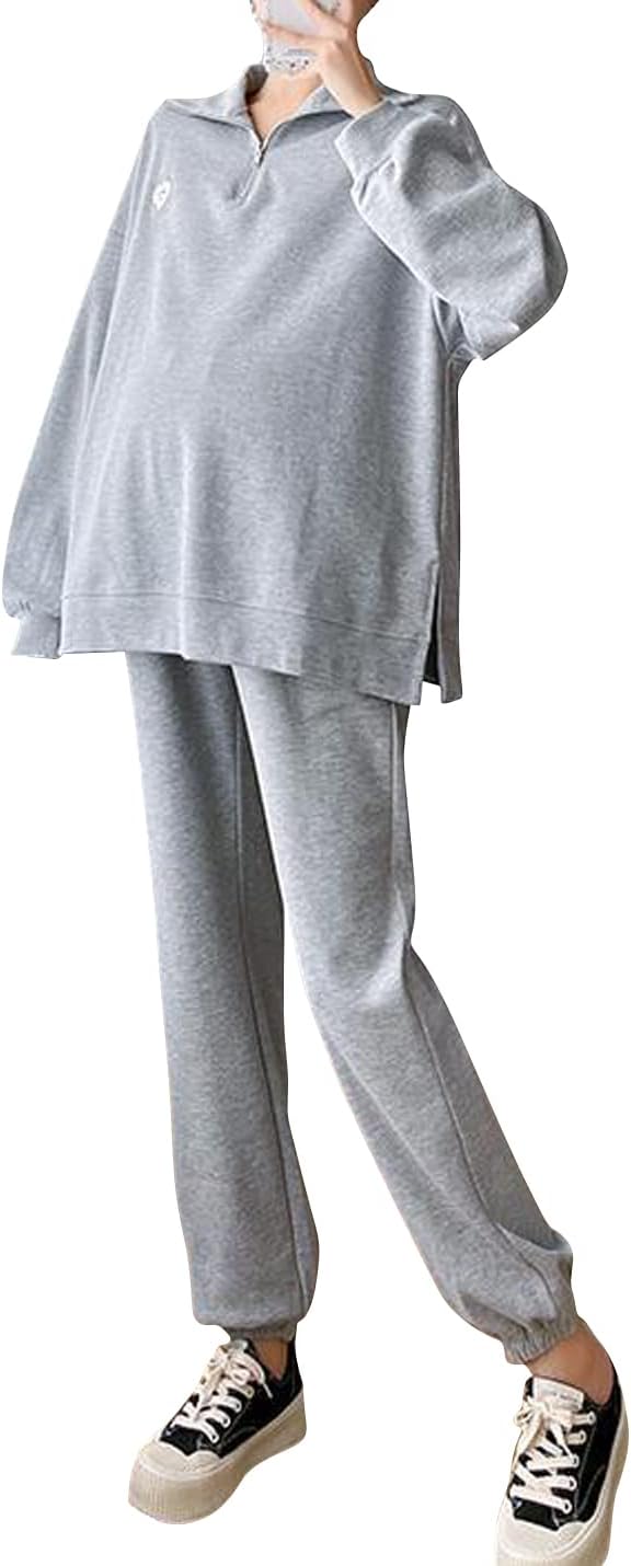 Autumn Winter Maternity Pants 2 Piece Sets Loungewear Pregnant Women's Sweatshirts and Pants