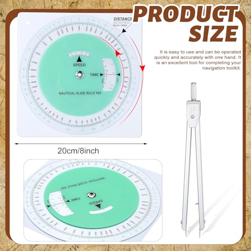 Dunzoom 3 Pcs Marine Navigation Kit, Basic Navigation Set Include 18" Marine Parallel Ruler with Clear Scales, 8" Diameter Nautical Plotter Protractor, 6" Fixed Point Divider for Boat Accessories by Dunzoom - Image 3