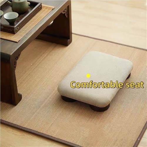 Japanese Low Stool - Wooden Footstool, Comfortable Meditation Chair, Compact Bed Stool, Small Floor Bench for Low Tables, Ideal for Relaxation and Space-Saving (Large)