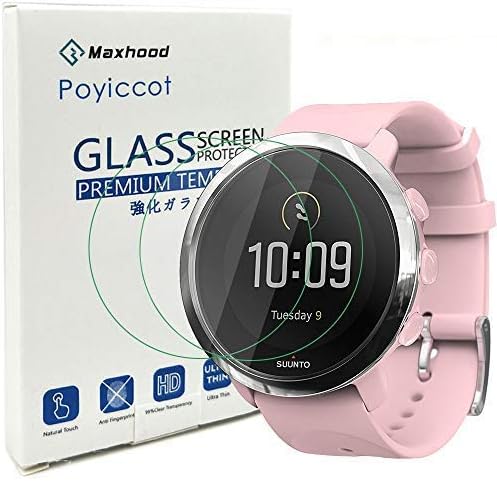 Exuun (2-Pack) Suunto 3 Fitness Tempered Glass Screen Protector,9H Premium Real Tempered Glass Screen Protector 2.5 D Round Edge Anti Scratch Screen Protector for Suunto 3 Fitness-New