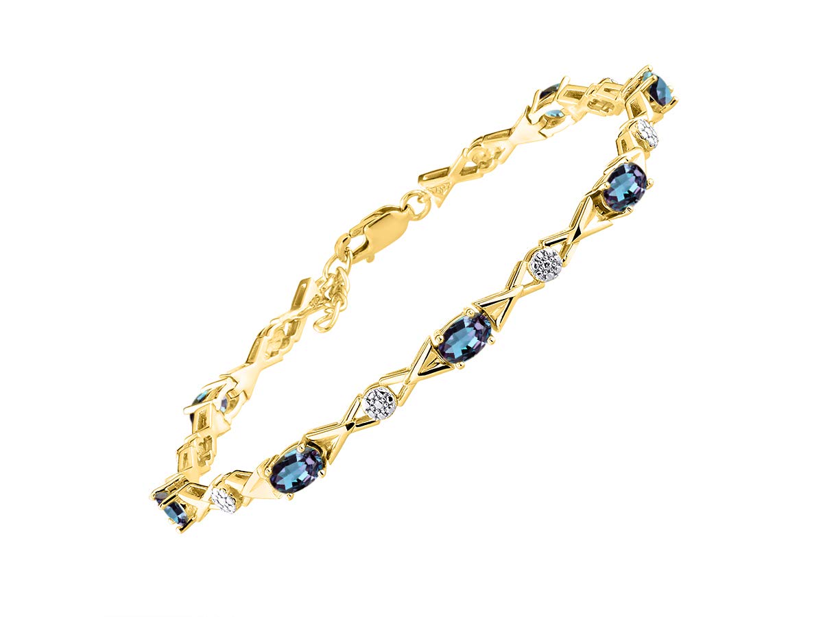Rylos Bracelets for Women Yellow Gold Plated Silver XOXO Hugs &amp; Kisses Tennis Bracelet Gemstone &amp; Genuine Diamonds Adjustable Fit 7"-8" Wrist, 10 Gorgeous 6X4MM Jewelry for Women Friendship Bracelets