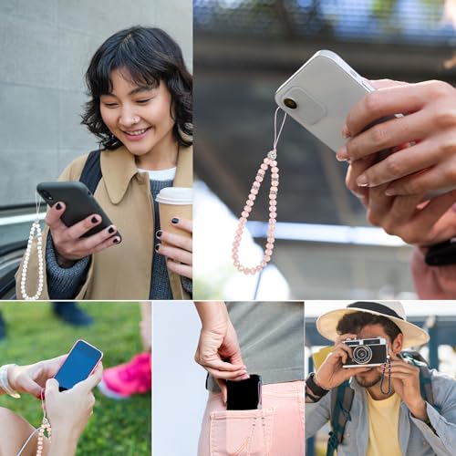 Molain Handykette, 3pcs Handy Lanyard, Handgelenk Universal Kurz Handyanhänger Handy-Lanyard-Charms kompatibel mit jedem Handy, Smartphone und Handy Hülle(Rosa+Weiß+Schwarz)