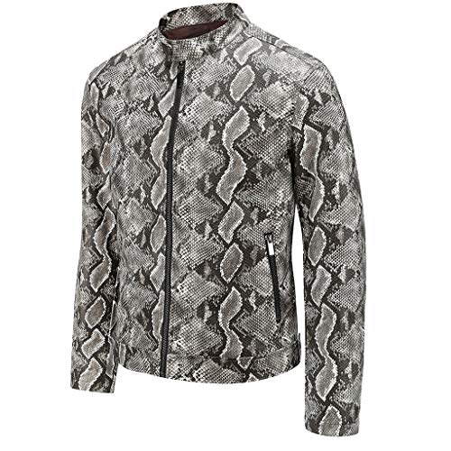 Preisvergleich Produktbild Herren Schlange Kunstlederjacke Kunstleder Jacket Übergangsjacke Lederjacke Bikerjacke Mit Bikerkragen Sakko Jackett Motorrad Retro Motorradjacke Bomberjacke Herrenjacke Freizeitjacke Mantel Winter