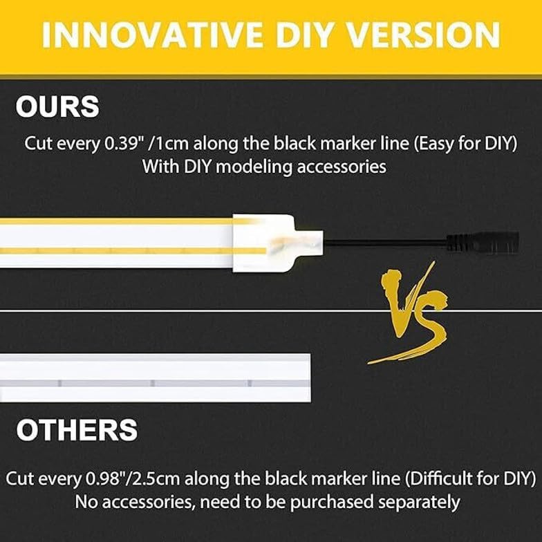 Image of V.E.S.P.A 16.4 Feet Neon LED Strip Lights, with 12V Adapter, Waterproof IP65, Silicone Flexible Rope Light for Wall Decor | DIY Name Signs | Neon Lights | 5 Meter | (Yellow)