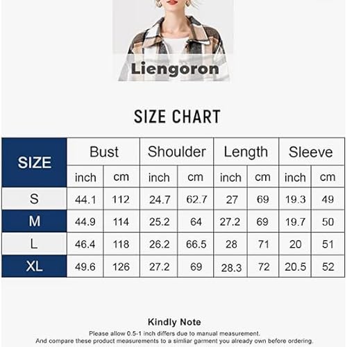 Liengoron Women Plaid Shacket Jacket Oversized Flannel Long Sleeve Plaid Shacket Shirt Jacket Button Down Plaid Shackets Khaki #TOP5