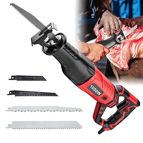 Sierra Eléctrica para Huesos de Carnicero Profesional, Máquina de Sierra de Hueso para Carne Velocidad Variable, Sierra de Sable para Cortar Carne y Huesos (1050W, Red)