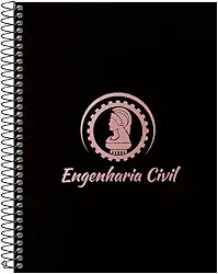 Caderno Universitário Espiral 20 Matérias Profissões Engenharia Civil (Preto e Rosê)