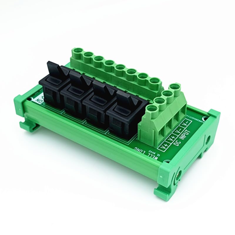 DIN Rail Mount 4 Channel Paddle Switch Power Distribution Strip Module.