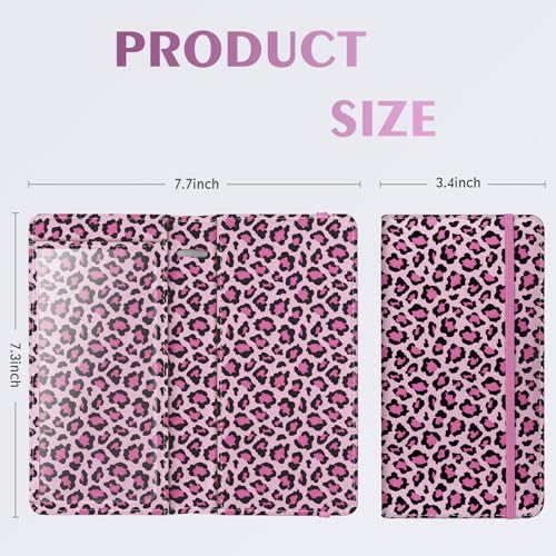 Image of Checkbook Cover for Men Women, Premium Leather Checkbook Holder with RFID Blocking and Built in Clear Plastic Divider for Personal and Business Checks (Leopard-Pink)