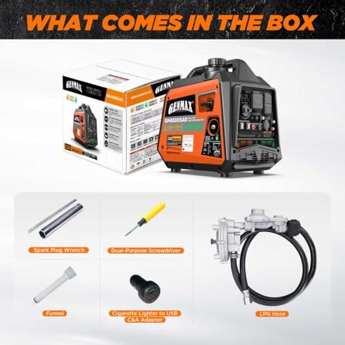 GENMAX 4500W Peak Dual-Fuel Silent Inverter Generator (2026 Model) - Ultra-Lightweight with CO Detector, EPA Compliant, Ideal for Home Backup & Outdoor Camping (GM4500iSAD) - Image 6