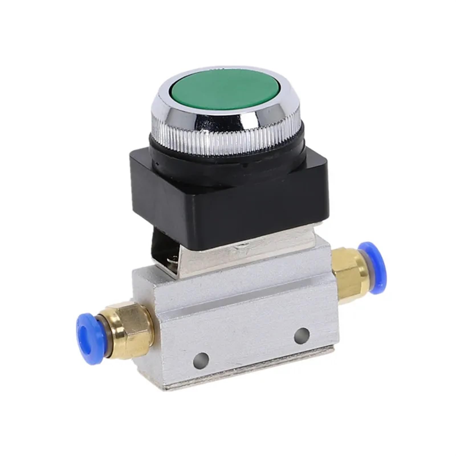 Válvula mecánica MOV-321PP, rosca de 1/8 de pulgada, 2 posiciones, 3 vías, botón pulsador plano verde, válvula neumática momentánea MOV-321PP, 1 unidad(12MM)