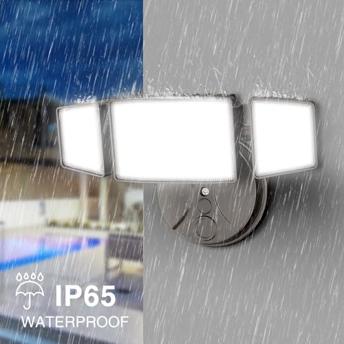 Image of Onforu 75W Flood Lights Outdoor, 7000LM Brightness Security Lights Switch Controlled, 3 Adjustable Heads, IP65 Waterproof, 6500K Wall Mount Exterior LED Flood Light