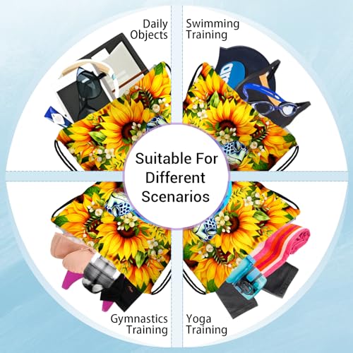 Image of Watercolor Sunflower Gymnastics Grip Bag Sea Tuetle Lightweight Small Athlete String Bag for Grip