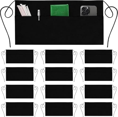 Green Lifestyle 24 Pack Half Aprons with Pockets (Black)