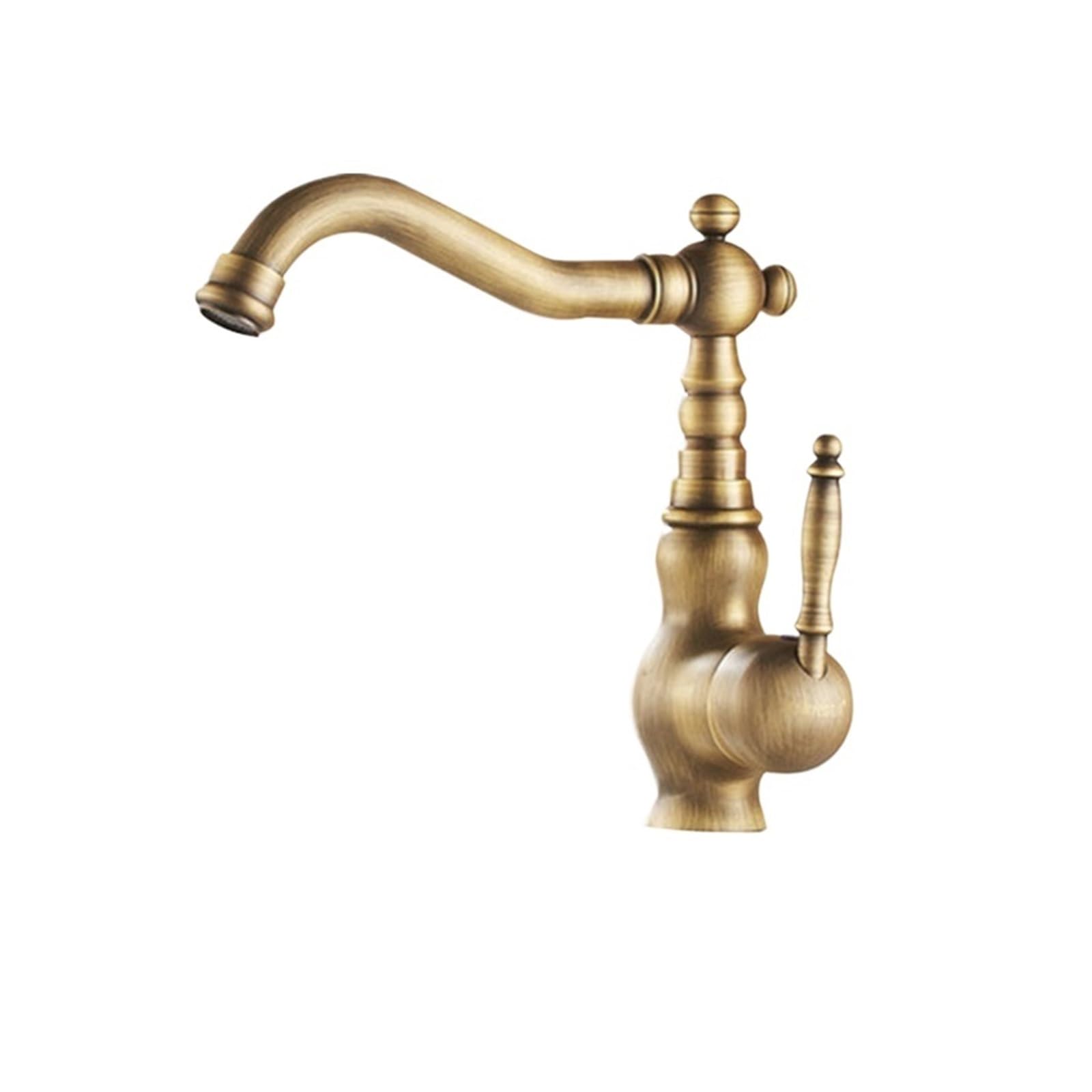 MXXQRHF Kitchen Faucets, Brass Ceramic Handle Bathroom Sink Mixer Faucet Antique Swivel Bathroom Kitchen Hot and Cold Faucet (Antique BrassA Short)
