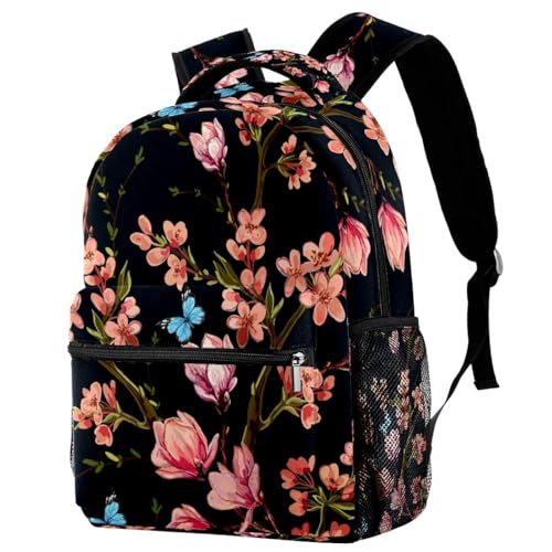 Sac à dos d'école magnolia japonais pour adolescents et filles 29x20x40cm