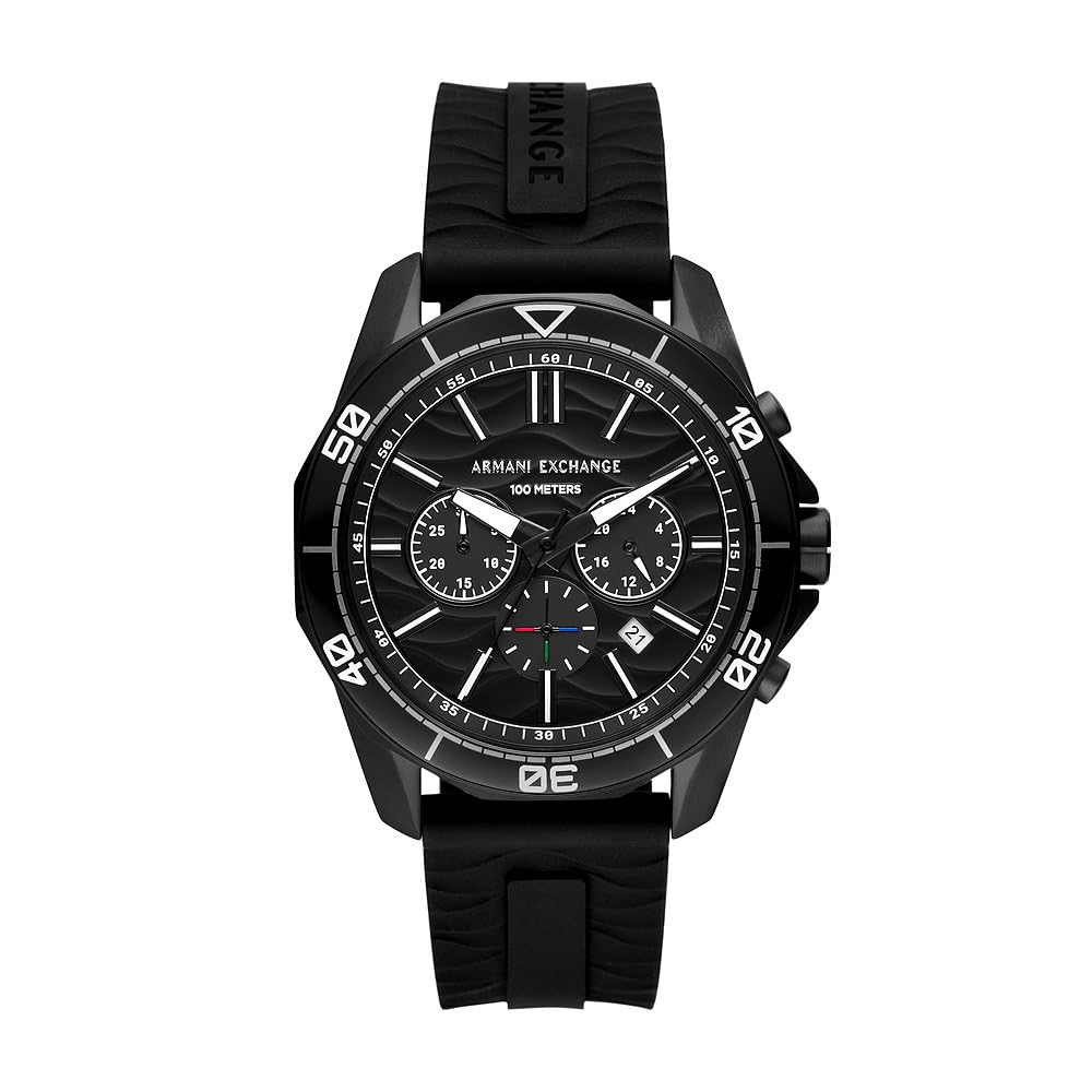 Armani Exchange Orologio per uomo, movimento cronografo al quarzo e cassa da 44 mm con cinturino in silicone