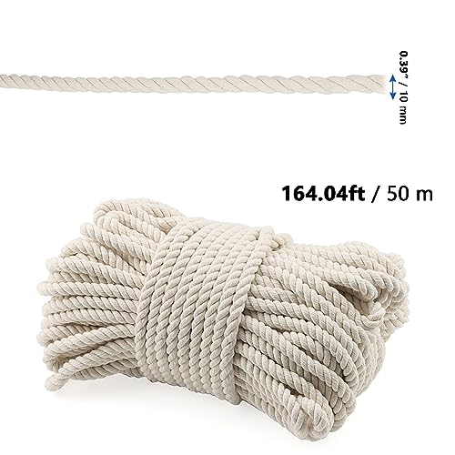 MANCHAP 10mm x 50m Macrame Cord, 164 Feet 4-Strand Natural Macrame Cotton Rope for Knitting Gift Wrapping, Wedding Decorations - Image 2