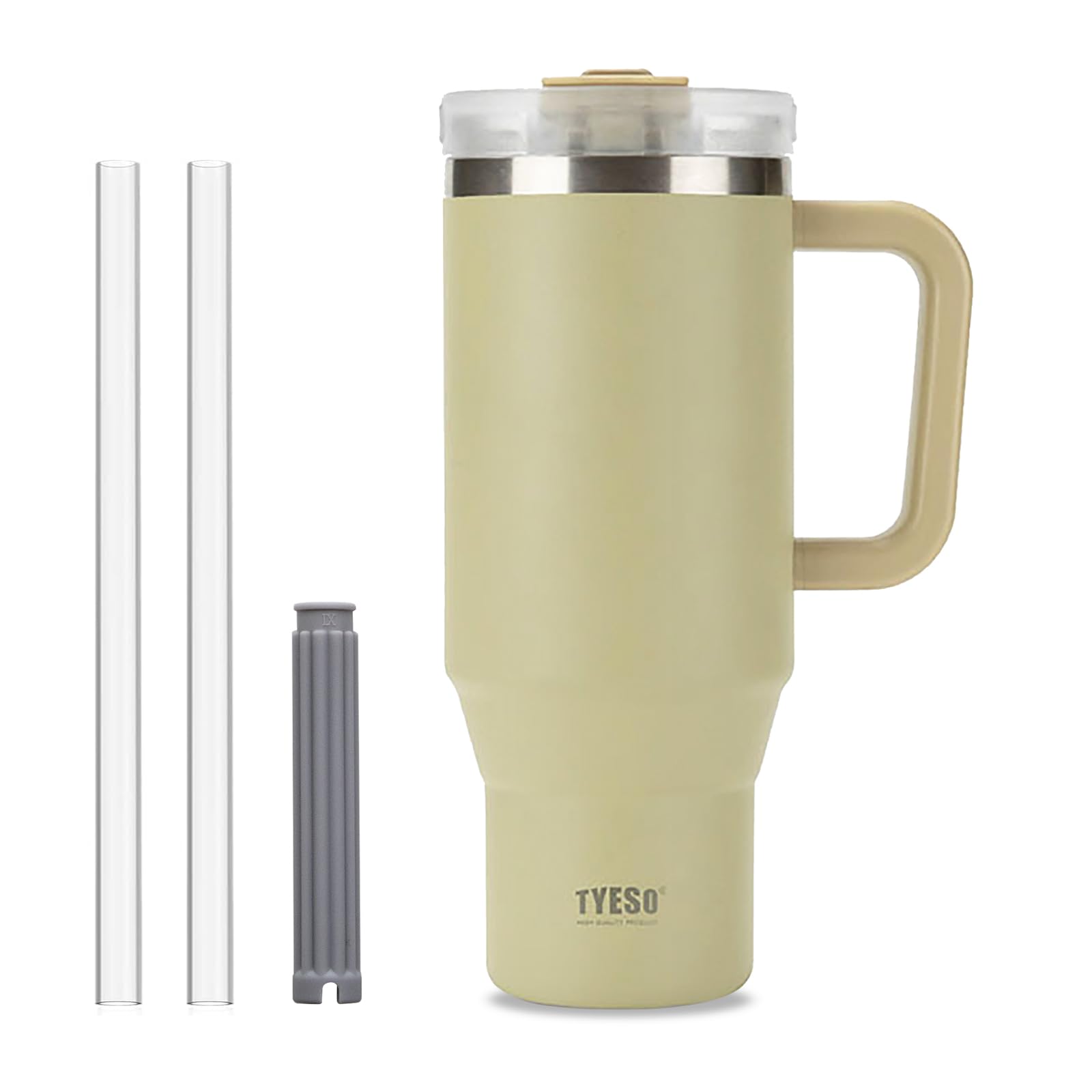 Coffee Cup Travel Mug with Handle, 40oz Tumbler with Lockable Lid, Stainless Steel Vacuum Insulated Water Bottle with Straw