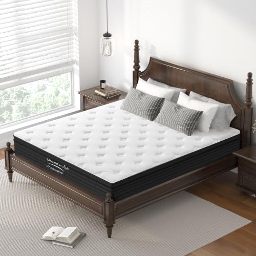 Queen Mattress,12 Inch Queen Size Mattresses in a Box, Memory Foam Hybrid Matress, Pillow Top Bed Mattress with Individual Pocket Springs, Breathable,RV Medium Firm Mattresses,CertiPUR-US (Queen 12'')