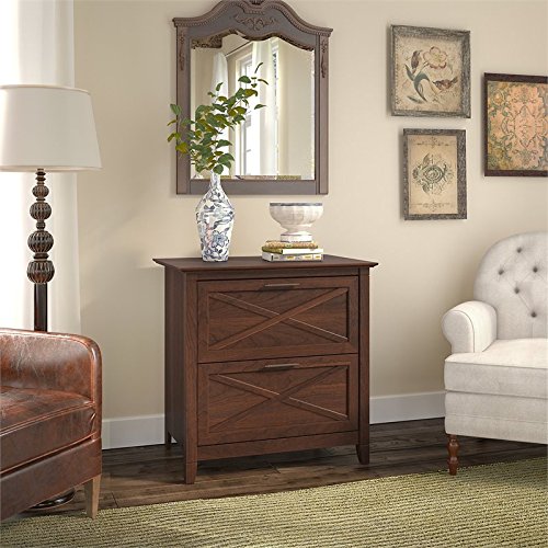 Bush Furniture Key West Lateral File Cabinet | 2 Home Office | Storage With Drawers, 30"W X 20"D X 30"H, Bing Cherry #TOP1