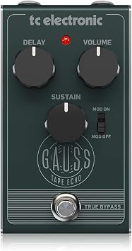 TC Electronic GAUSS TAPE ECHO Super-Saturated Tape Echo Pedal with Mod Switch, Delay, Sustain and Volume Controls