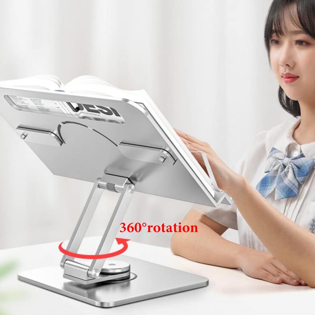 Soporte para libros de cocina con manos libres para leer, altura y ángulo ajustables, soporte para computadora portátil y tableta para escritorio, soporte para libros de cocina con recetas para cocin