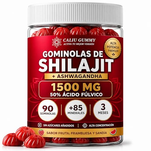 CALIU GUMMY | Shilajit gominolas | 90 | 50% ácido fúlvico | 3 meses | 1500 mg de shilajit puro con Ashwagandha natural | +85 minerales | Suplemento hombres | Energía, vitalidad y bienestar | Himalaya