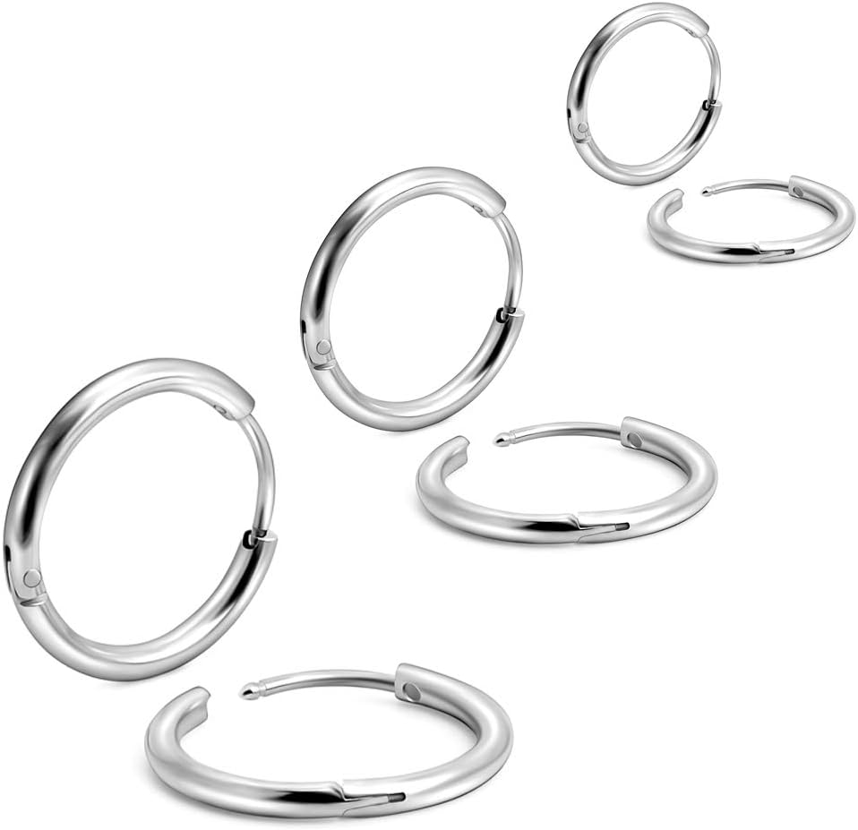 Unisex 18K Real Gold Plating Surgical Steel Sleeper Tiny Hoop Earrings,Nose Ring Septum Ring Helix Ring Daith Ring Lip Ring Nipple Ring Snug Ring Rook Ring Body Piercing Jewelry