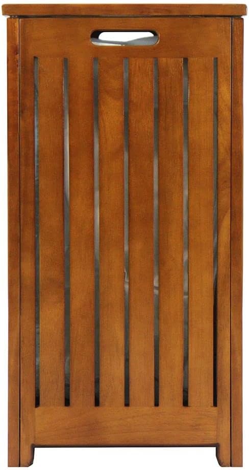 Oceanstar Solid Wood Spa Hamper, with Removable liner bag, Brown