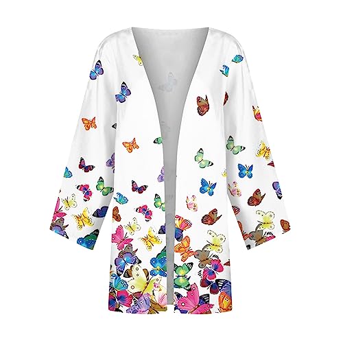 Long Sleeve Kimono for Womens Retro Print Casual Duster Blouse Tops Coat 3/4 Sleeve Jackets Lightweight Cardigans2