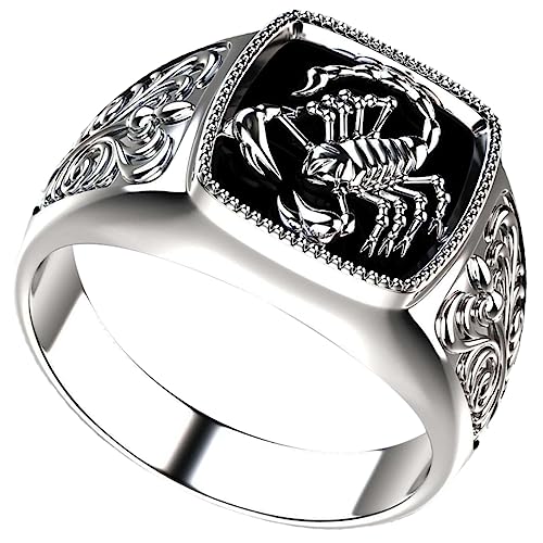 WHZHDMA Man Scorpion Embossed Ring Retro Gothic Jewelry Men present for Birthdays Anniversaries Special Occasions Lightweight an
