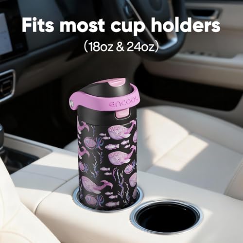 Image of ENCOOL Leakproof Insulated Water Bottle with Straw Dual-Sip Water Bottle Bag-Safe Design for Work, Commute & Gym - Keeps Drinks Cold All Day, 24 oz, Neon Whale