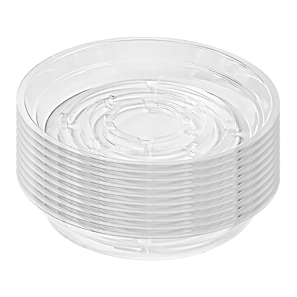nongcunren 8 Inch (20cm) 10 Pack Clear Plant Saucers for Indoor Outdoor Plants