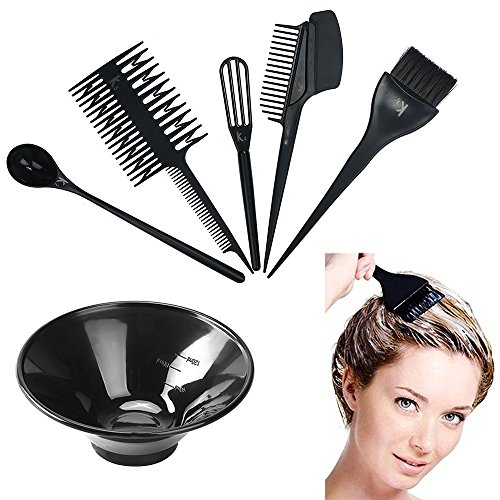 MissLytton Hair Dye Color Tool Kit, Professional Hair Highlighting Coloring Dyeing Kit, Includes Hair Color Mixing Bowl, Applicator Tint Brush Comb Set for Salon and Home Use (Set of 6)