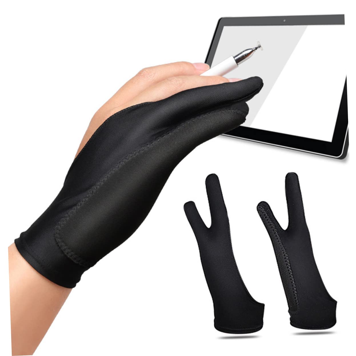 HOODANCOS 2pairs Two-Finger Drawing Gloves for Digital Art -Touch Sketch Glove for Tablet Graphics Breathable Flexible Design for Artists for Drawing Monitors Touch Pads