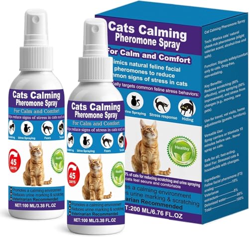 RNLBNMP Cat Calming Spray, 15% F3 Cat Pheromone Spray to Help Calm During Travel and Stress and...