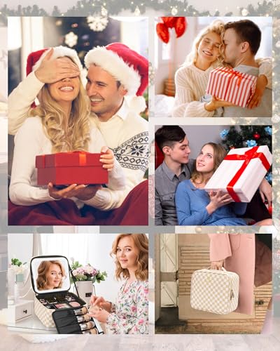 image for Relavel Travel Makeup Bag With LED Mirror, Cosmetic Train Case with Li