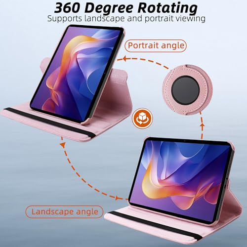 Image of TGK 360 Rotatable Smart Flip Cover for Xiaomi Redmi Pad 2 11 inch Tablet Case (Rose Gold)