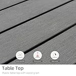 5 Piece Outdoor Patio Table and Chairs with 37" Plastic Square Dining Table and Brown Sling Back Stackable Chairs - Image 3