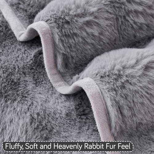 Image of HOKIPO 'FurHug' Premium Faux Fur Rabbit Sofa Cover Mats for L Shape and 1 /2 /3 Seater Sofa. Make Your Own Sofa Cover Set, Mat Length 90(D) x 240(L) cm, Cool Grey (AR-6290-GRY)