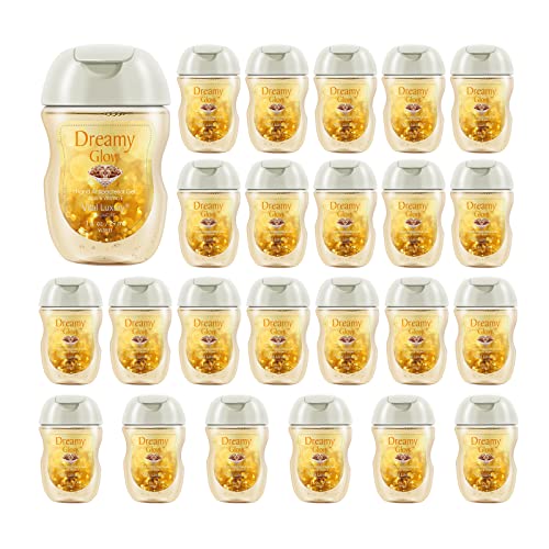 Mini Hand Sanitizer Gel, Vital Luxury Anti-Bacterial Hand Gel 1 FL OZ, Portable Hand Sanitizer with Travel Size Flip Cap Bottle , Clear Moisturizing and Refreshing, Fast Dry (Dreamy Glow 1 FL OZ, 24 PCS)