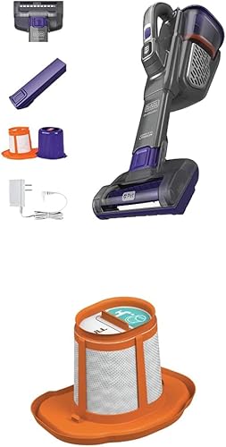 BLACK+DECKER Dustbuster - Aspiradora de mano para mascotas, inalámbrica, AdvancedClean+, gris con filtro de repuesto (HHVK515JP07 y HHVKF10)
