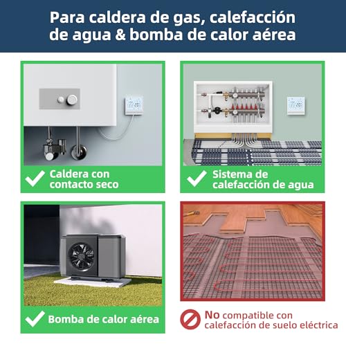 Beok Termostato Calefaccion WiFi para Caldera.Termostato con Alexa Control Vocal termostato Tuya Programable Inalámbrico Digital Inteligente para Calefacción Agua y Gas.Termostato Ambiente Integrado - imagen 2