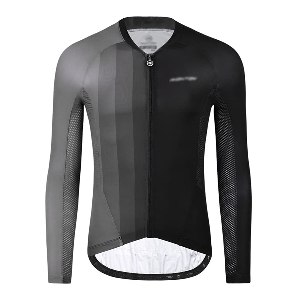Męska odzież kolarska Jezyka jazda na rowerze Męska koszulka wyścigowa Oddychająca z długim rękawem MTB odzież rowerowa Koszula rowerowa, Gradient Stripes Design Męskie koszulki kolarskie(Zwart,Small)