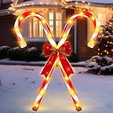 34' Christmas Candy Cane Yard Decorations Lights, 40 LED Cool White Lights Christmas Stakes Lights, 8 Modes Waterproof Outdoor Christmas Decorations Lights for Holiday Xmas Indoor Patio Garden Walkway