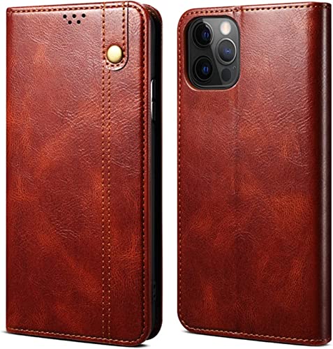 Funda para iPhone 14 Pro de cuero rojo con tapa EKESA y protección cuerpo completo