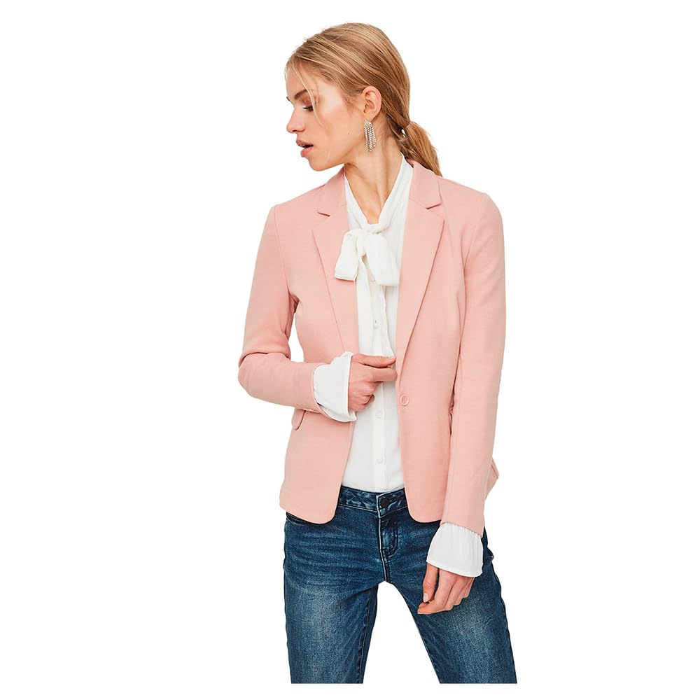 Vero Moda Women's Vmjulia Ls Blazer Dnm Noos, Misty Rose, 8