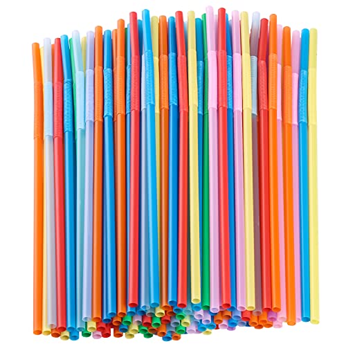 12.8inch Disposabl Drinking Straws Colorful Extra Long Flexible Bendy Party Straws 100 Pieces