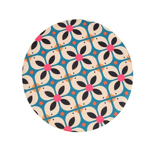 Image of NACIA Printed Ottoman Stool Set of 2 | Soft Cushioned Velvet Pouf Footrest with Wooden Legs | Decorative Seating Stool for Bedroom Living Room Home & Office (16x16x17 Inch, Boho Chic)